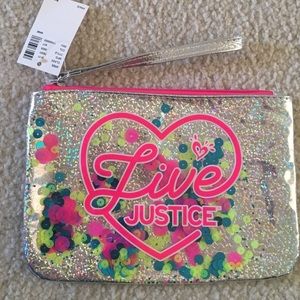 NWT Live Justice Colorful Shakey Sequins Wristlet